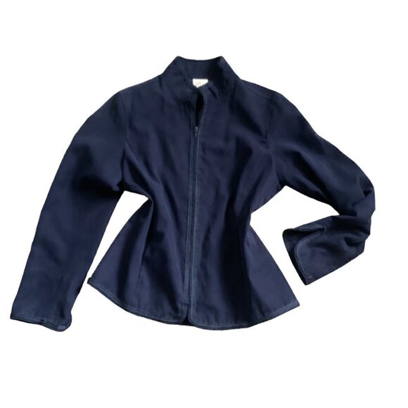 EP Pro Women's Full Zip Golf Jacket Faux Suede Embroidered Trim Sz M Blue #159M - Picture 3 of 9